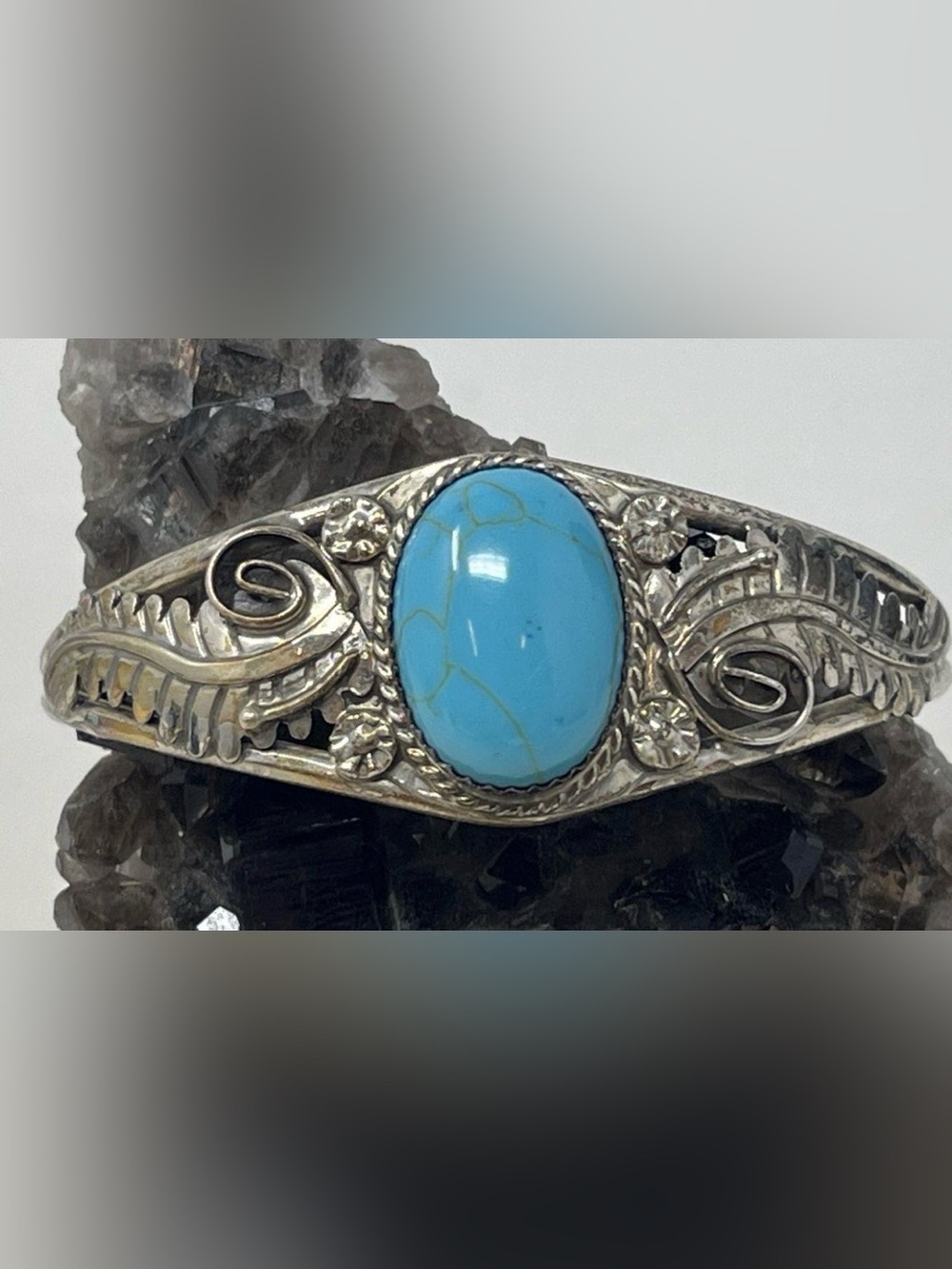 Johnson Yazzie Navajo Sterling Silver Turquoise 6.5” Cuff Bracelet